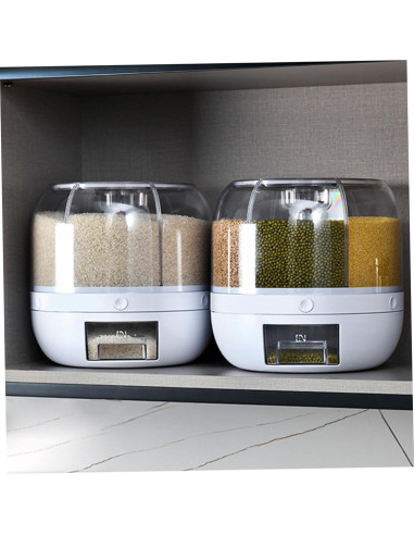 Dispensador de Arroz Gcroet 6 Rejillas 360 Rotativo Blanco