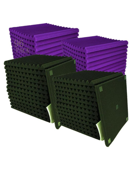 96 Paneles Acústicos Espuma Aislante Sonido 30x30 cm Negro/Púrpura 96 Paneles Acústicos Espuma Aislante Sonido 30x30 cm Negro/Púrpura