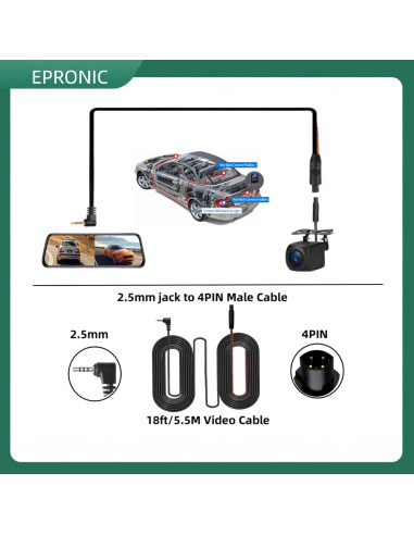 Cámara de Respaldo Epronic AHD 1080P con Cable 6m