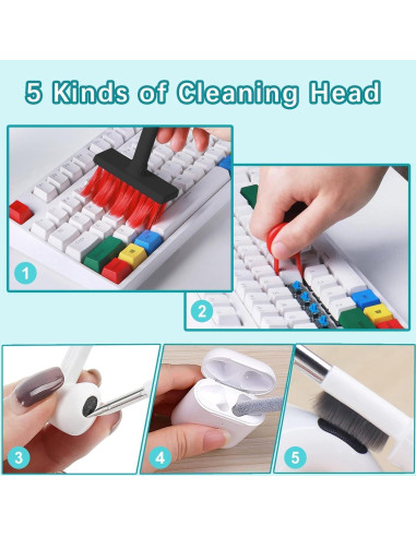 Kit de Limpieza 5 en 1 PEAKTREND para Teclados y Auriculares