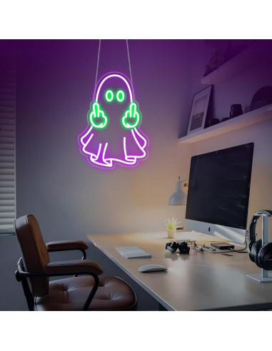 Cartel de Neón LED Morado Fantasma Gdbkabf para Decoración