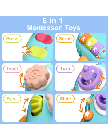Cubo de Actividades Elefante iPlay, Juguete Montessori para Bebés