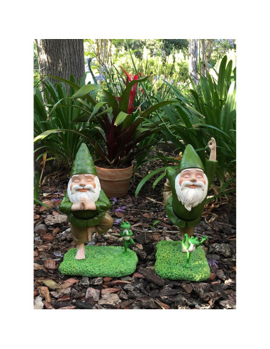 Figura de Jardín Zen Gnome y Rana GlitZGlam 28 cm