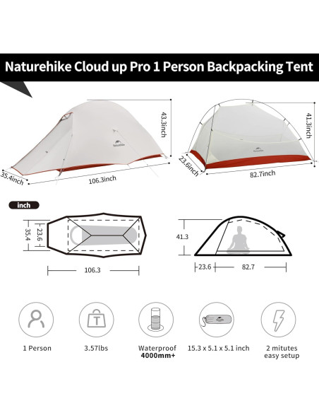 Carpa Ultraligera Naturehike Cloud-Up 1 Persona Impermeable Carpa Ultraligera Naturehike Cloud-Up 1 Persona Impermeable