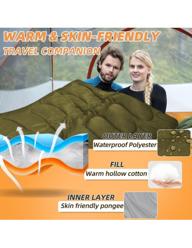 Saco de dormir doble Zenicham para 2 personas - 220x150 cm