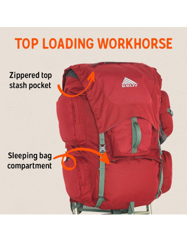 Mochila de Senderismo Kelty Marco Externo 65L Rojo Granate