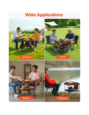 Mesa de Camping Plegable VEVOR 720x720 mm Impermeable 30 kg