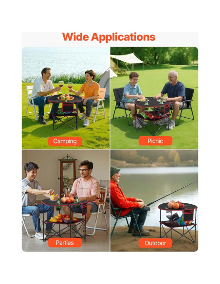 Mesa de Camping Plegable VEVOR 720x720 mm Impermeable 30 kg Mesa de Camping Plegable VEVOR 720x720 mm Impermeable 30 kg