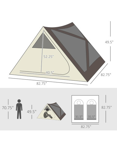 Carpa de Camping Automática Aosom A20-167 para 3 Personas Impermeable