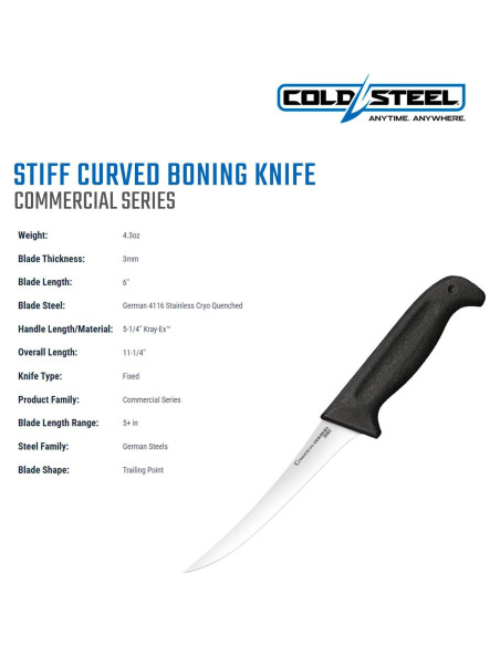 Cuchillo Fijo de Deshuesar Cold Steel 15.24cm Acero Inoxidable Cuchillo Fijo de Deshuesar Cold Steel 15.24cm Acero Inoxidable