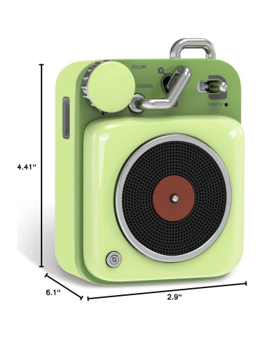 Altavoz Bluetooth MUZEN Botón Retro Verde Compacto 6.35cm
