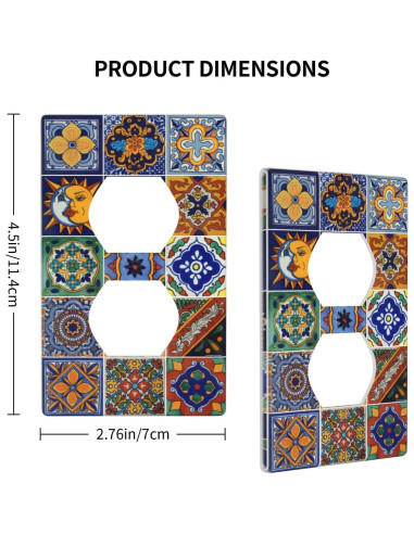 Cubierta de Enchufe Decorativa GUCGUSY Talavera 11.43x7.01cm