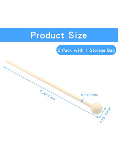 Mallets de Madera para Xilófono Luomorgo 21 cm 2 Pcs 2