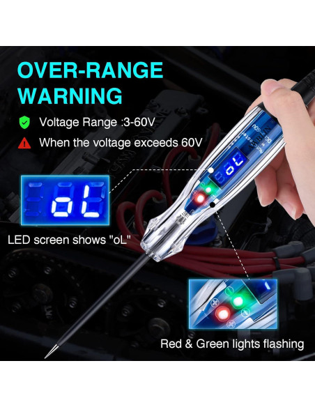 Probador de Circuito LED Digital AWBLIN 3-60V DC Voltímetro Probador de Circuito LED Digital AWBLIN 3-60V DC Voltímetro