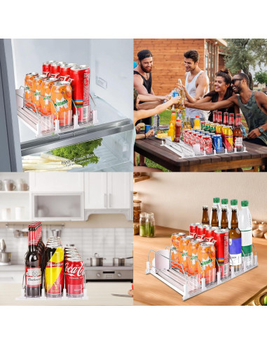 Organizador de Bebidas VOCAON para Nevera 3 Filas Ajustable