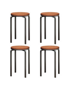 Juego de 4 Taburetes Apilables Rukulin 45.72 cm Madera y Metal