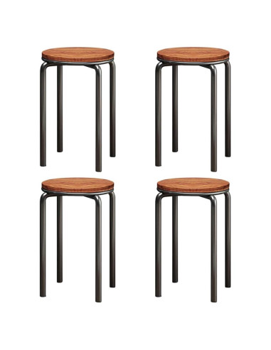 Juego de 4 Taburetes Apilables Rukulin 45.72 cm Madera y Metal