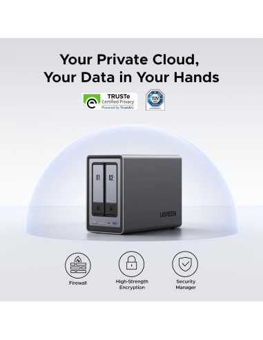 NAS UGREEN DXP2800 2-Bay, Intel N100, 8GB RAM, 64TB