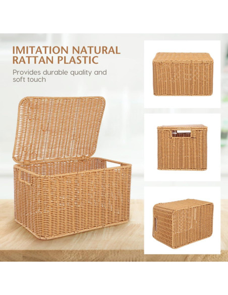Cesta de Almacenamiento Rectangular Alipis 32x23x20cm con Tapa Cesta de Almacenamiento Rectangular Alipis 32x23x20cm con Tapa