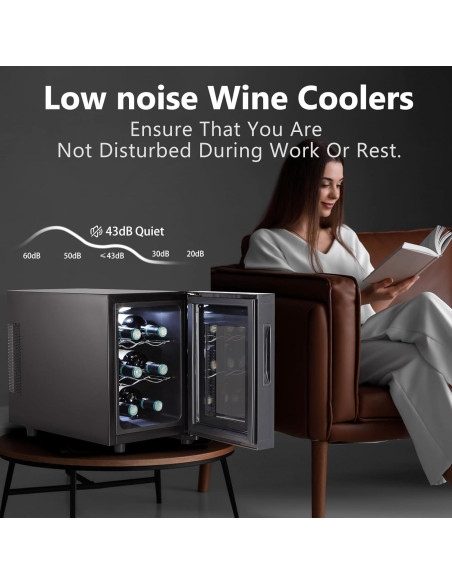 Kalamera Mini Frigorífico de Vino 6 Botellas 17.6L Control Digital Kalamera Mini Frigorífico de Vino 6 Botellas 17.6L Control Digital