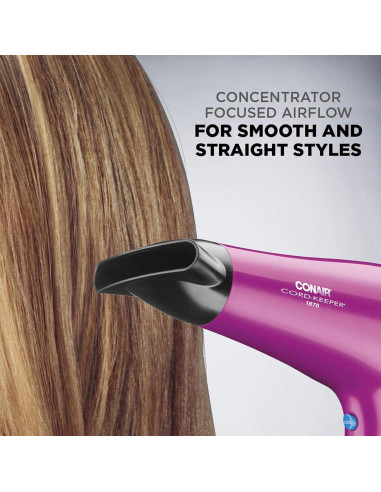 Secador de Pelo Conair Cord-Keeper 1875W Rosa con Cable Retráctil