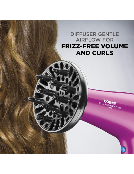 Secador de Pelo Conair Cord-Keeper 1875W Rosa con Cable Retráctil Secador de Pelo Conair Cord-Keeper 1875W Rosa con Cable Retráctil