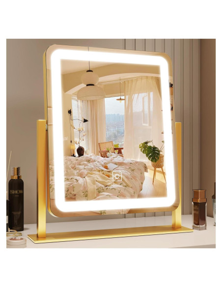 Espejo de Tocador Iluminado ROLOVE Dorado 33x38cm 3 Colores Espejo de Tocador Iluminado ROLOVE Dorado 33x38cm 3 Colores