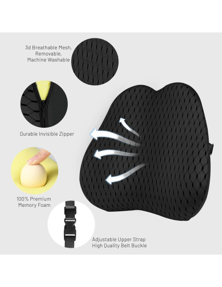 Cojín Lumbar LARROUS Espuma Viscoelástica Negro 43x34 cm Cojín Lumbar LARROUS Espuma Viscoelástica Negro 43x34 cm