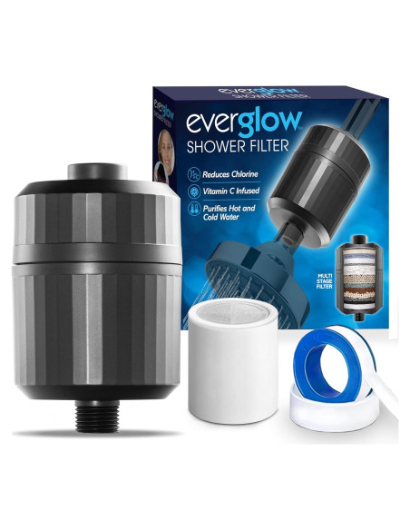 Filtro de Ducha EVERGLOW 100% Cloro, Vitamina C, 11.94 cm Filtro de Ducha EVERGLOW 100% Cloro, Vitamina C, 11.94 cm