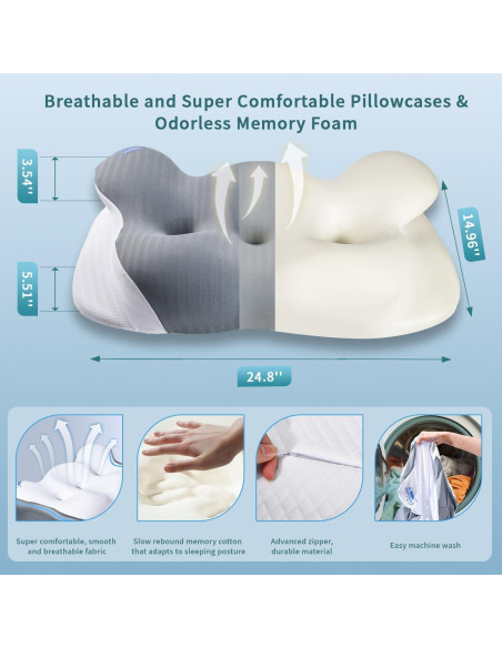 Almohada Ergonómica LUNA DULCE de Espuma de Memoria 60x37cm Almohada Ergonómica LUNA DULCE de Espuma de Memoria 60x37cm