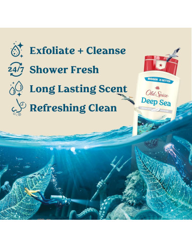 Gel de Ducha Old Spice 532 ml x 4, Aroma Minerales del Mar