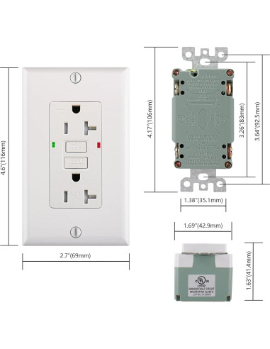 Enchufe GFCI 20A WENGART con Autocomprobación y LED