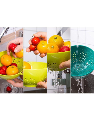 Colador Mini ASEANAO 15 cm Doble Mango Libre de BPA Azul