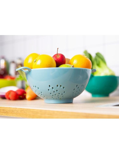 Colador Mini ASEANAO 15 cm Doble Mango Libre de BPA Azul
