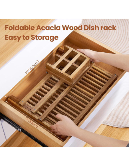 Estante Secado Platos Plegable NOVAYEAH Madera Acacia 2 Niveles Estante Secado Platos Plegable NOVAYEAH Madera Acacia 2 Niveles