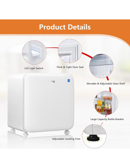 Refrigerador Compacto COSTWAY 1.6 Pies Cúbicos Blanco Refrigerador Compacto COSTWAY 1.6 Pies Cúbicos Blanco