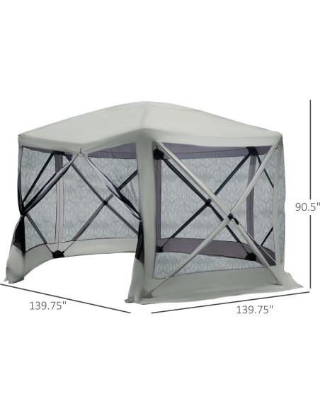 Carpa Plegable Outsunny 3.5x3.5m Hexagonal Beige para Exterior Carpa Plegable Outsunny 3.5x3.5m Hexagonal Beige para Exterior