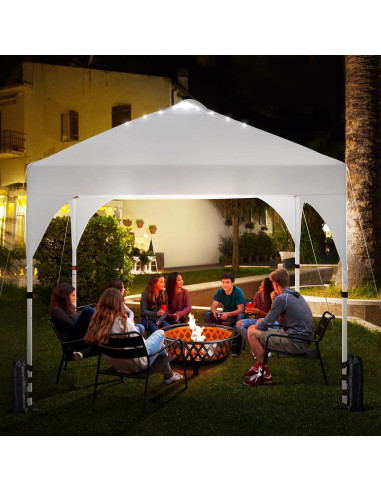 Carpa Plegable Yaheetech 3x3m con 17 Luces LED Solares