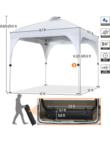 Carpa Plegable Yaheetech 3x3m con 17 Luces LED Solares
