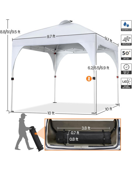 Carpa Plegable Yaheetech 3x3m con 17 Luces LED Solares Carpa Plegable Yaheetech 3x3m con 17 Luces LED Solares