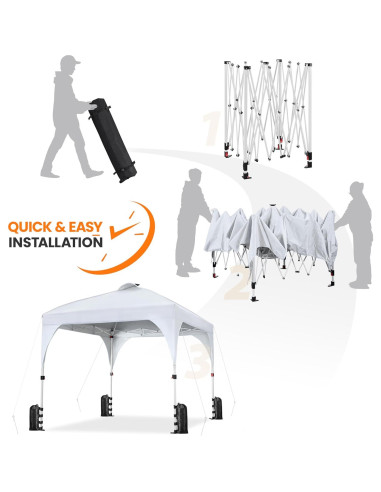 Carpa Plegable Yaheetech 3x3m con 17 Luces LED Solares