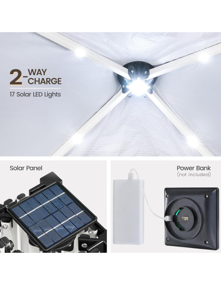 Carpa Plegable Yaheetech 3x3m con 17 Luces LED Solares Carpa Plegable Yaheetech 3x3m con 17 Luces LED Solares