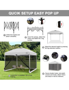 Carpa Pop Up KAMPKEEPER 3x3m con Mosquitera y 4 Sacos de Arena 2