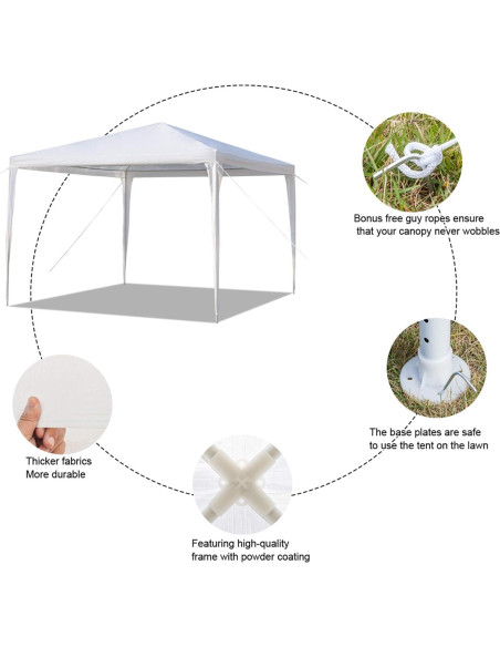 Carpa de Fiesta Vasitelan 3x3m Blanca Impermeable para Eventos Carpa de Fiesta Vasitelan 3x3m Blanca Impermeable para Eventos