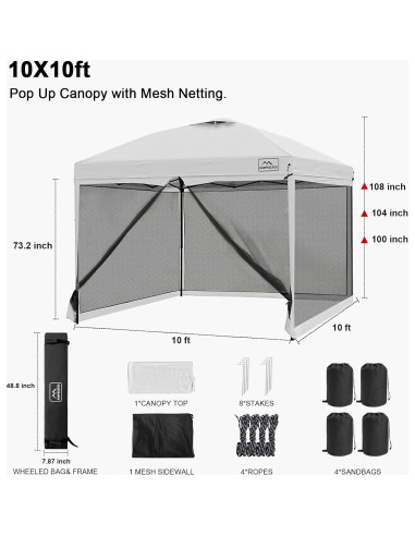 Carpa Pop Up KAMPKEEPER 3x3m con Mosquitera y 4 Sacos de Arena