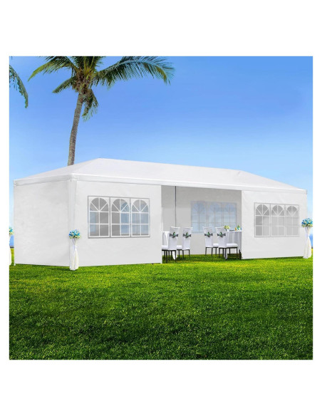 Carpa de Fiesta 10x30m ANTSKU Blanca con 7 Paredes Removibles Carpa de Fiesta 10x30m ANTSKU Blanca con 7 Paredes Removibles