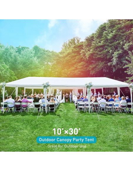 Carpa de Fiesta 10x30m ANTSKU Blanca con 7 Paredes Removibles Carpa de Fiesta 10x30m ANTSKU Blanca con 7 Paredes Removibles