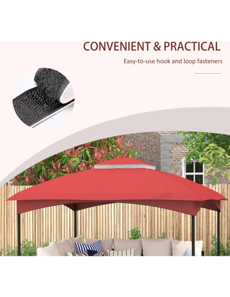Toldo de Reemplazo para Gazebo Wheloy 3.05x3.66m Rojo Toldo de Reemplazo para Gazebo Wheloy 3.05x3.66m Rojo