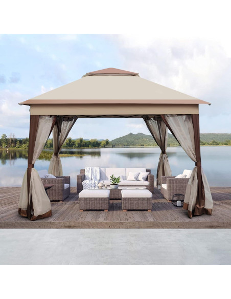 Gazebo Pop Up Adigyco 3.3x3.3m con Red Desmontable y Techo Doble Gazebo Pop Up Adigyco 3.3x3.3m con Red Desmontable y Techo Doble
