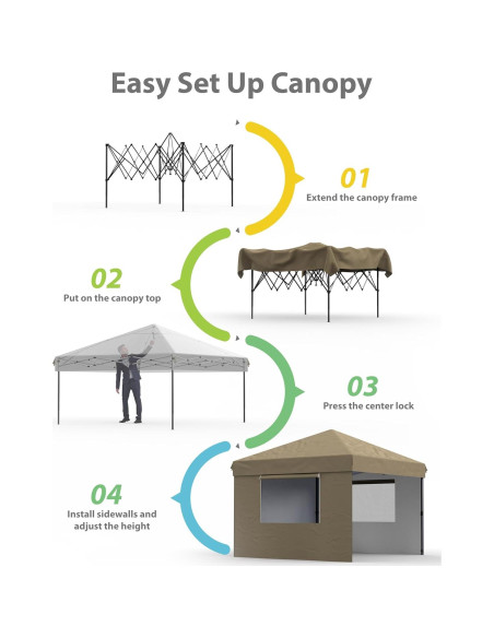 Carpa Plegable DEXSO 3 Paredes 10x10 pies Impermeable Caqui Carpa Plegable DEXSO 3 Paredes 10x10 pies Impermeable Caqui